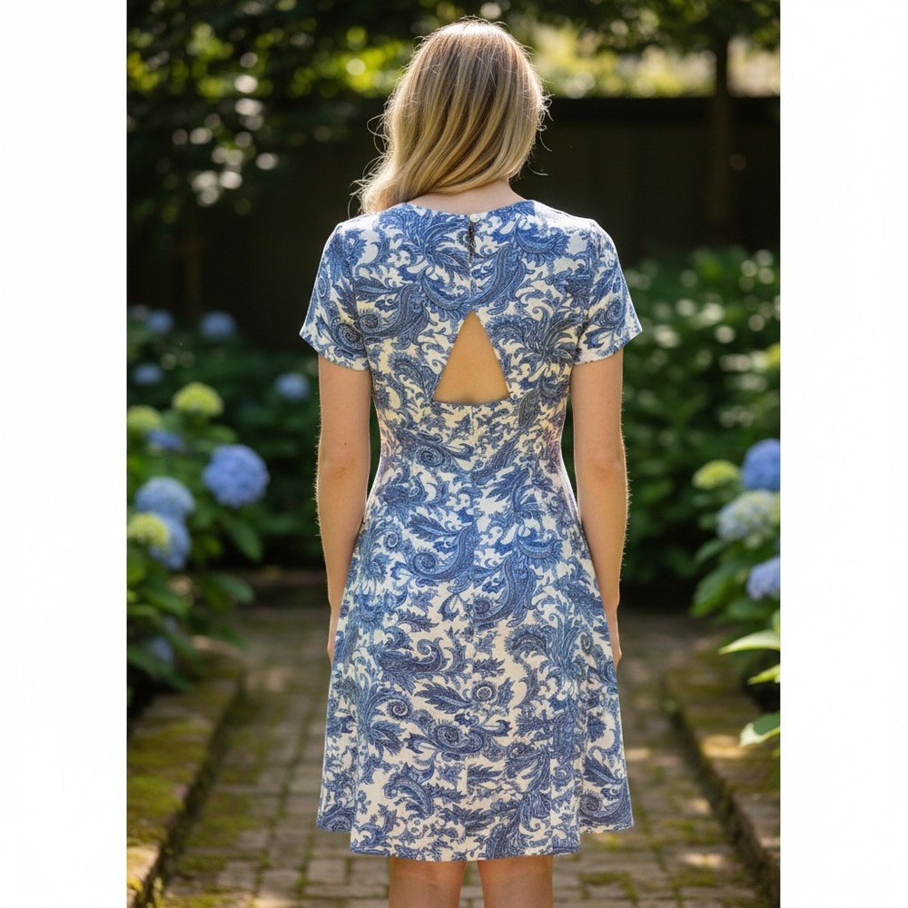 Show Me Your Mumu Antiqua Stretch Ibiza Blue White‎ Floral Dress size S